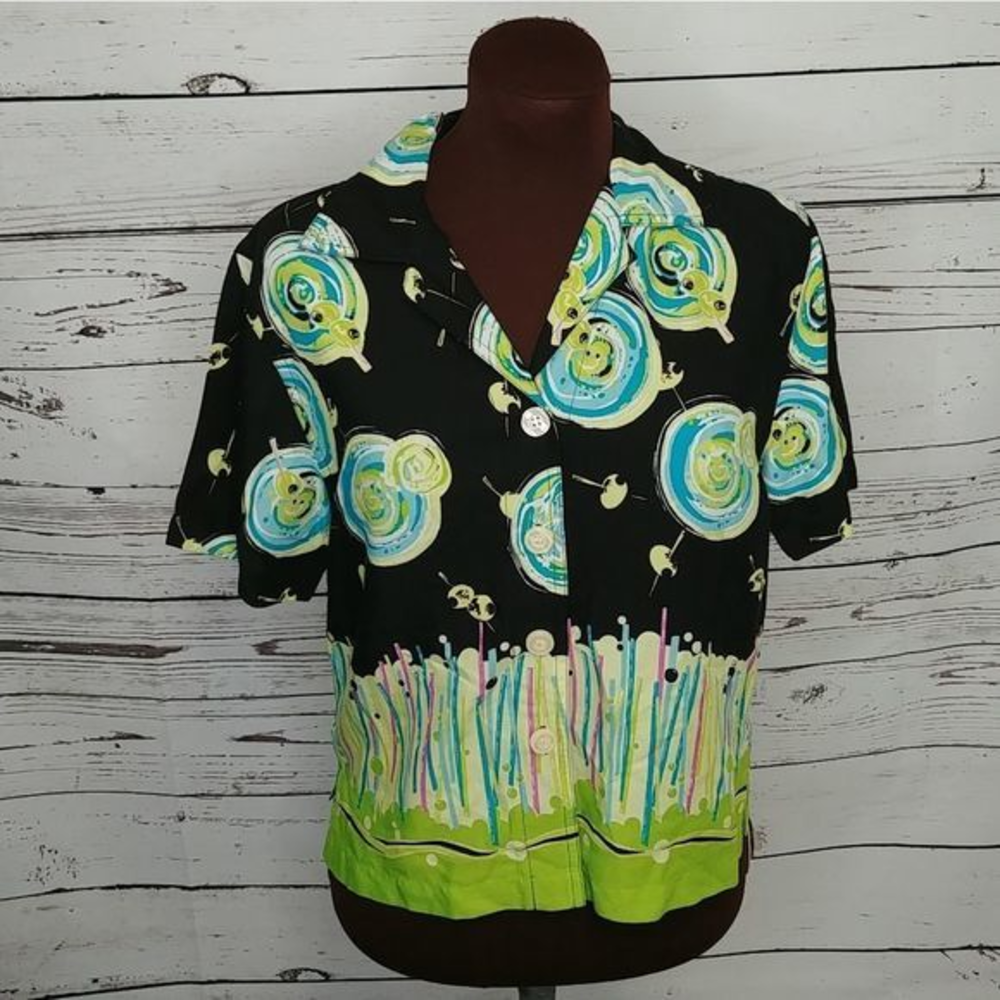 Vtg Holly Lane Black Martini Cocktail Olive Shirt…‎